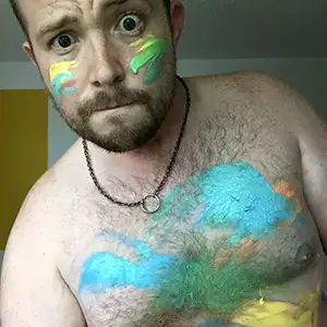 A gay bear with paint on his body