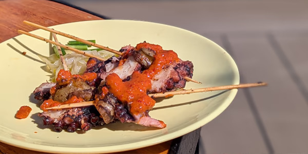 Fried octopus from The Dock on Virgin Voyages