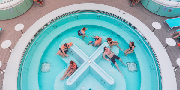 Relaxing in the Wellbeing Pool on Virgin Voyages