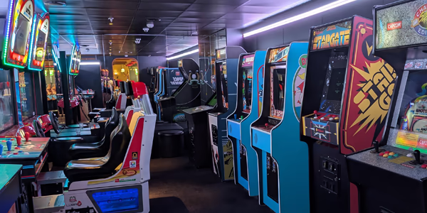 The free arcade on a Virgin Voyages ship